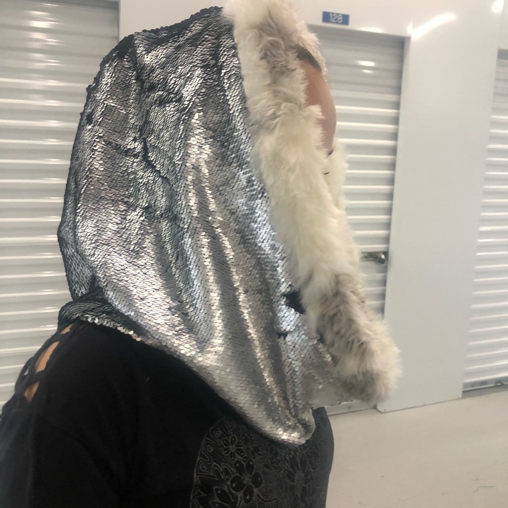 silver Mermaid Scales Festival Hood - Burning Man